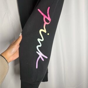 PINK Victoria's Secret Black Joggers with Colorful Logo